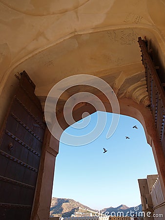 Back door of Amber Fort in Jaipur, India Stock Photo