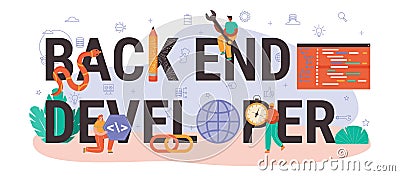 Back end developer typographic header. Software development Vector Illustration