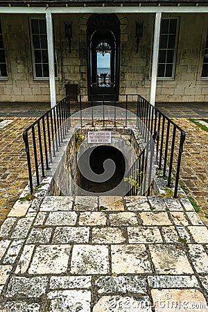 Back entrance of the Rose Hall Great House in Montego Bay Jamaica. Popular tourist attraction. Editorial Stock Photo