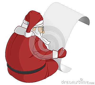 Back Face Santa Claus Reading Letter Illustration Stock Photo