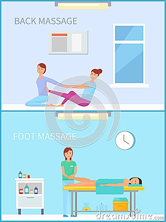 Back Foot Treatment and Massage in Salon Vector Vector Illustration