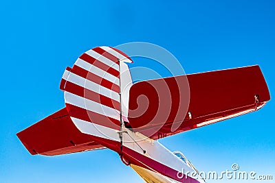 The back of the fuselage of a light-engine aircraft against the sky Stock Photo