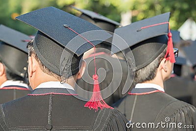 Back of graduates during commencement. Editorial Stock Photo
