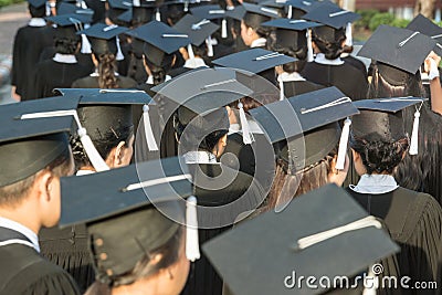 Back of graduates during commencement Editorial Stock Photo