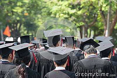 Back of graduates during commencement Editorial Stock Photo