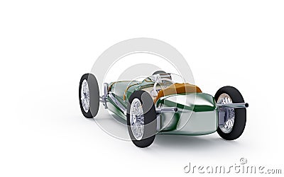 Back of green vintage racing car Stock Photo