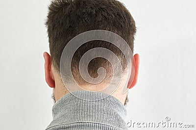 the back of the head of middle-aged men, male body parts Stock Photo