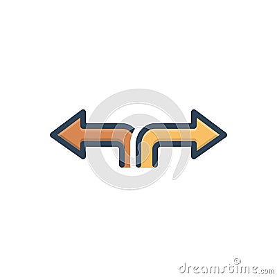 Color illustration icon for Back, astern and arrow Cartoon Illustration