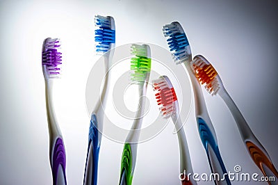 Back Light Tooth Brushes Stock Photo