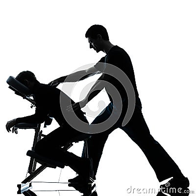 Back massage therapy with chair Stock Photo