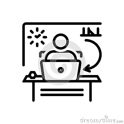 Black line icon for Back office, desk and work Vector Illustration