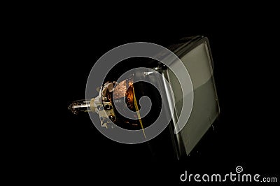 Back of old television cathode tube isolated Stock Photo