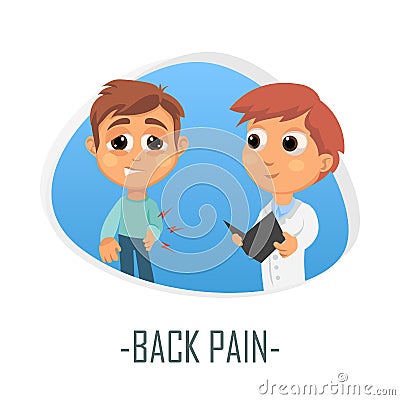 Back pain medical concept. Vector illustration. Cartoon Illustration