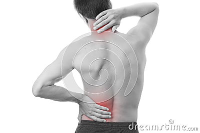 Back pain in men Stock Photo