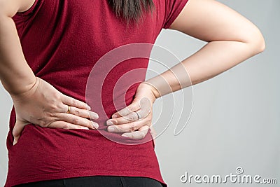 Back pain, women suffer from backache. healthcare and medical concept Stock Photo