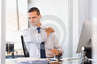Back pain at work Stock Photo