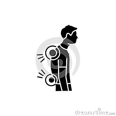 Back and posture problems. olor line icon. Computer-induced medical problem. Pictogram for web page, mobile app, promo. Vector Illustration