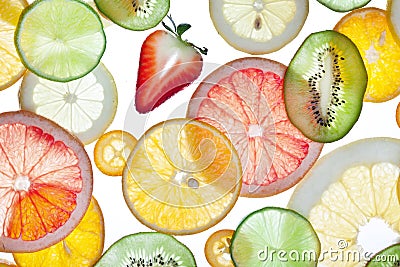 Back projected citrus slices. Stock Photo