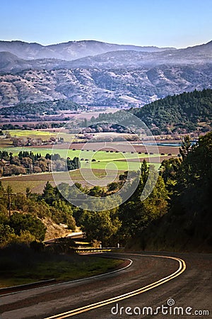 Back Road into Napa Valley, California Stock Photo