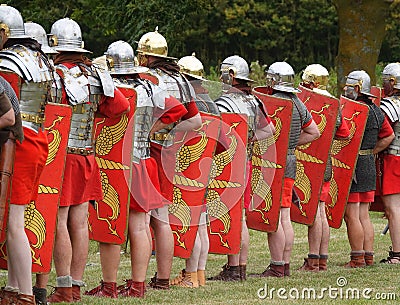 Roman soldiers re-enactment group in England Editorial Stock Photo