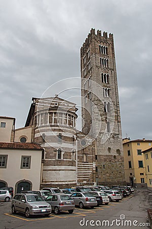 The back of San Frediano church. Lucca. Italy. Editorial Stock Photo