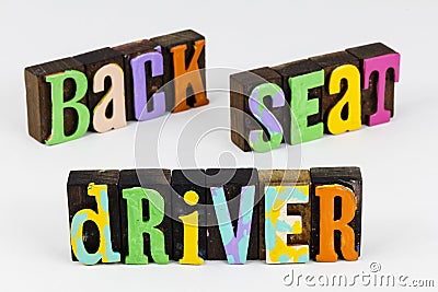 Back seat backseat driver passenger driver unwanted control advice Stock Photo