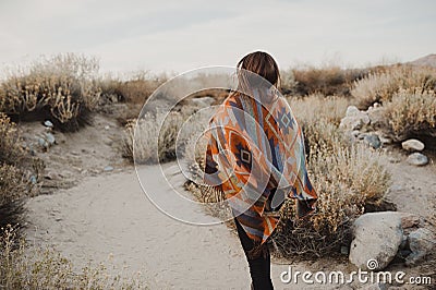 Young hipster traveler girl in gypsy look Stock Photo