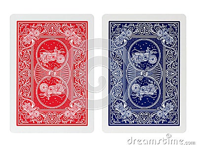 Back side poker playing cards isolated Stock Photo