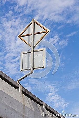 Back side of traffic signpost Stock Photo