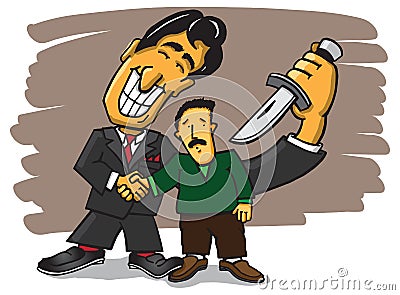Back stabbing businessman Cartoon Illustration