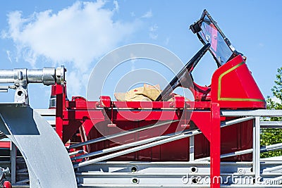 Back streering wheel on a vintage firetruck Editorial Stock Photo