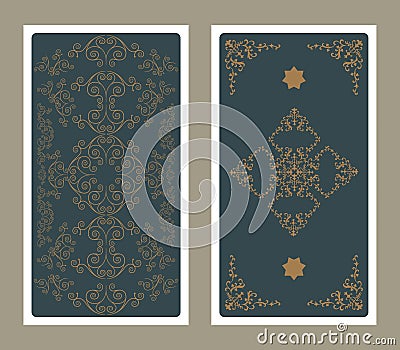 Back of Tarot card decorated with ornamental graphics and stars Stock Photo