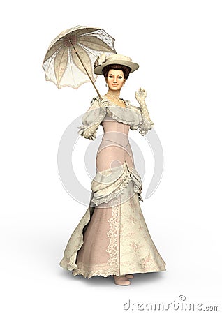The Edwardian Lady, 3D Illustration Stock Photo