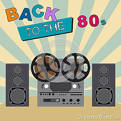 Back to the 80`s. Retro Colorful background. Vector Illustration