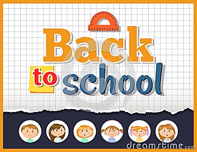 Back to School, Angle Ruler and Notebook Sheet Vector Illustration