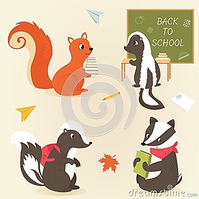Back to school Animal characters Education design Vector Illustration