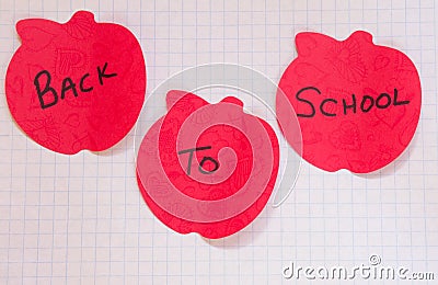 Back to School apple sticky note reminder Stock Photo