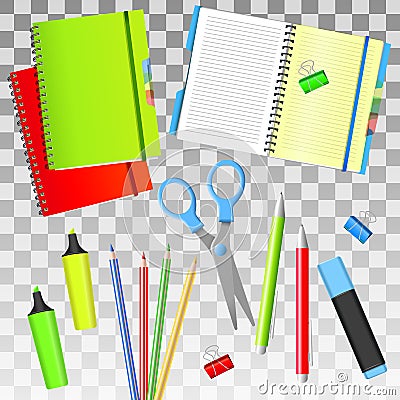 Back to School. Back to School i objects. Isolated school supplies. Vector illustrations. Vector Illustration