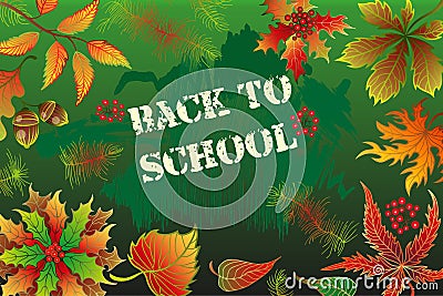 Back to school background with autumn leaves Vector Illustration