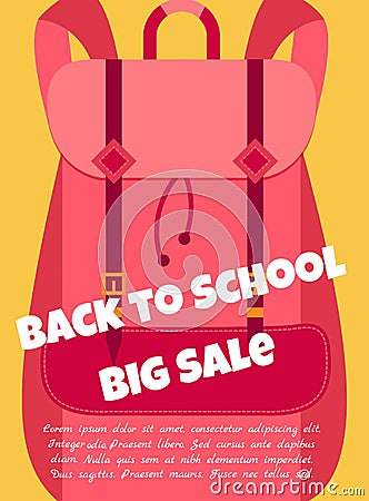 Back to school background with backpack and text Vector Illustration