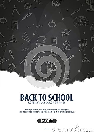 Back to School background. Education banner. Vector illustration. Cartoon Illustration