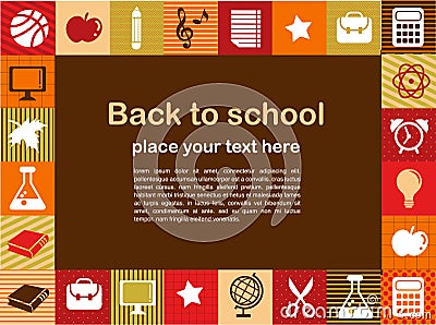 Back to school - background with education icons Vector Illustration