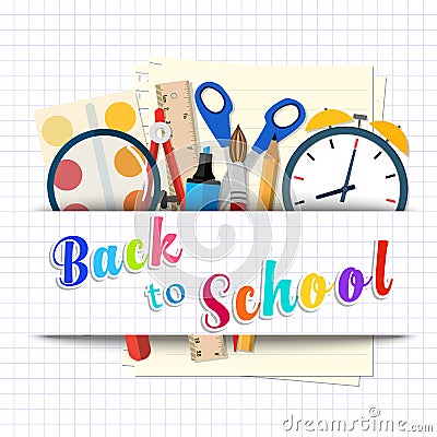 Back to school background with supplies tools Vector Illustration