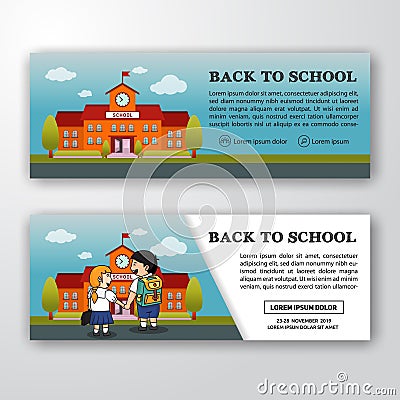Back to school banner background design Vector Illustration