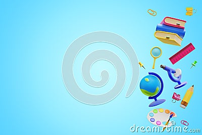 Back to school. Banner with education learning elements Stock Photo