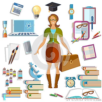 Back to school beautiful female student smile Vector Illustration