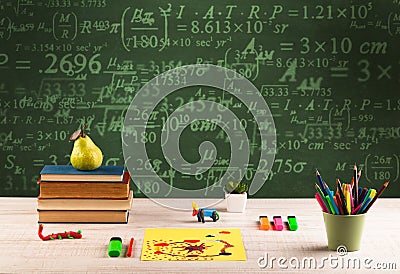 Back to school blackboard with numbers Stock Photo