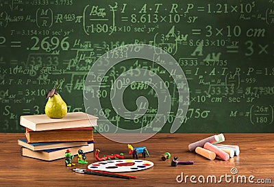 Back to school blackboard with numbers Stock Photo