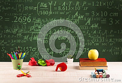 Back to school blackboard with numbers Stock Photo