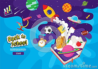 Back to school, Book Inspiration, banner design, vector illustration Vector Illustration